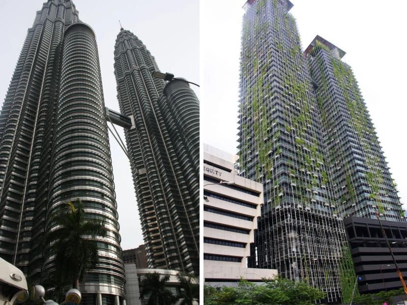Petronas bokštai dvyniai: 452 m aukščio konstrukcija, 1998-2004 m. buvusi aukščiausiu statiniu pasaulyje
